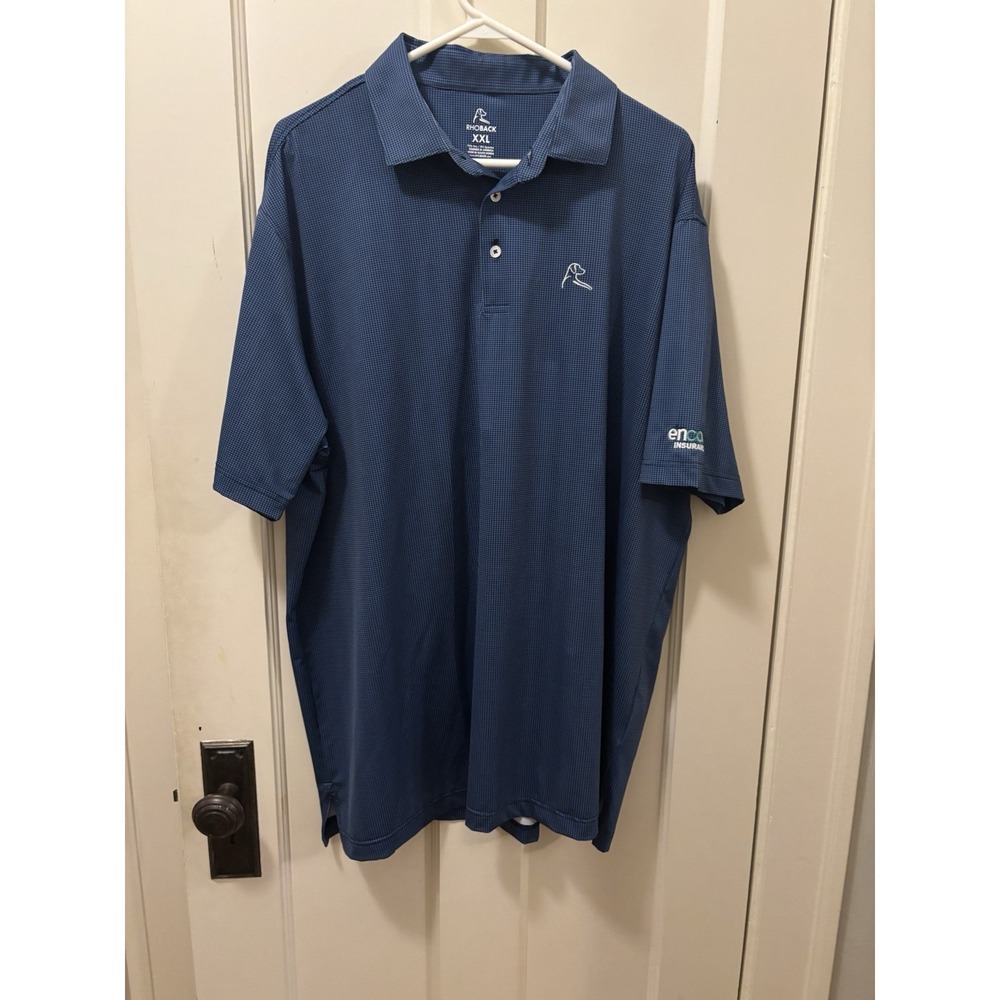 Rhoback Performance Blue Polo Short Sleeve XXL Shirt Golf Stretch Men's Logo